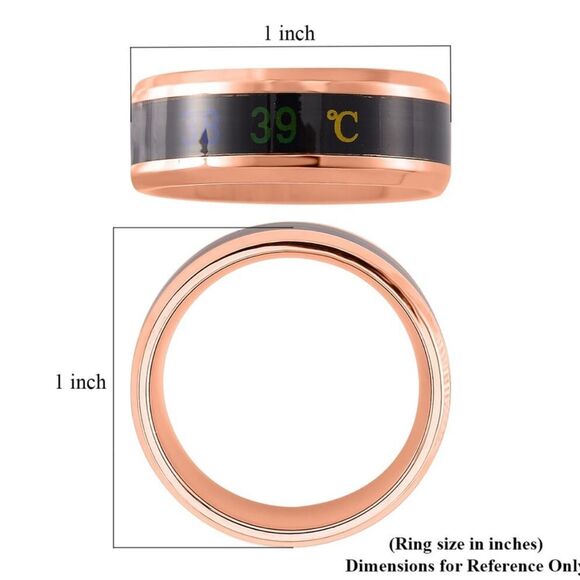 Celsius Smart Temperature Ring - Rose Gold and Black Stainless Steel 8 - Picture 5 of 7